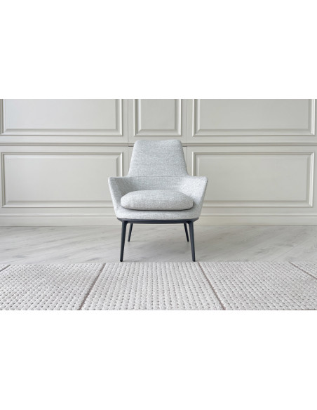 Poltrona Caratos in tessuto grigio melange  - 1