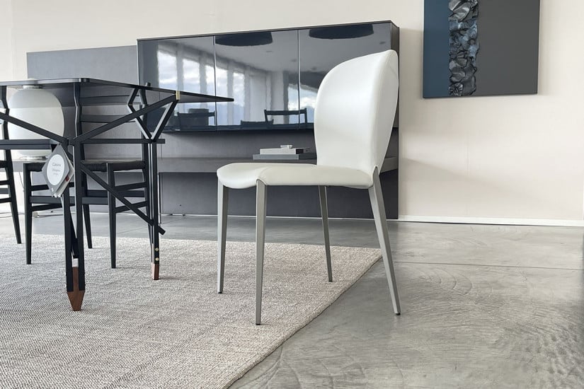 Sedia Nancy in pelle grigia Cattelan Italia - 3