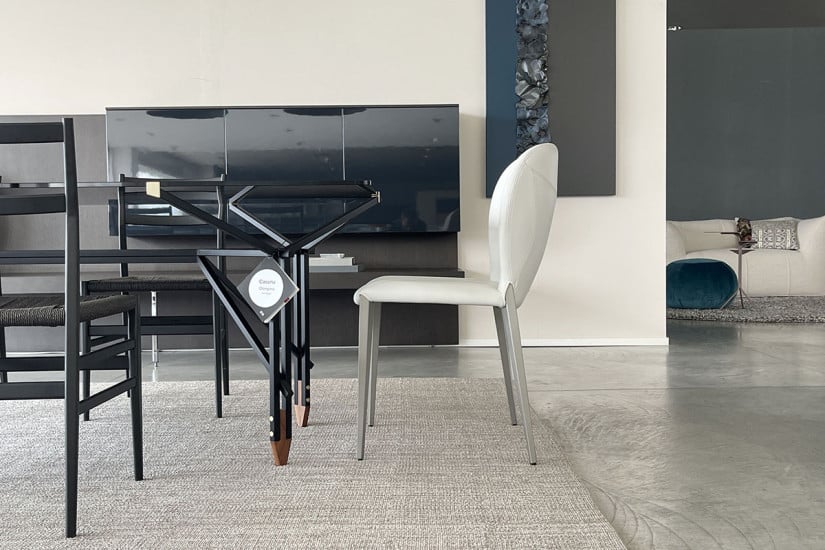 Sedia Nancy in pelle grigia Cattelan Italia - 4