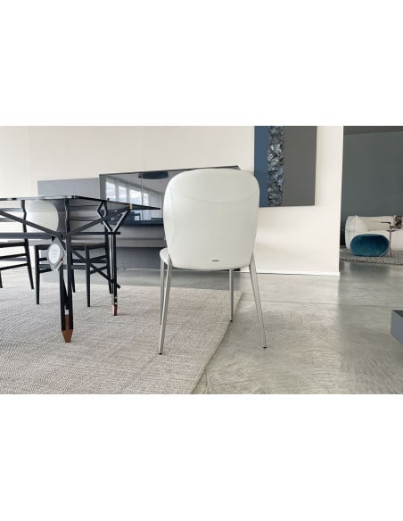 Sedia Nancy in pelle grigia Cattelan Italia - 6