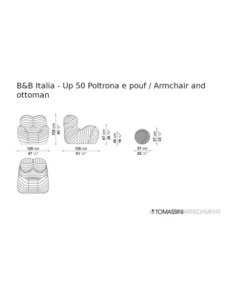 Fauteuil Up 50 en tissu bicolore (Offre Expo) B&B Italia - 8