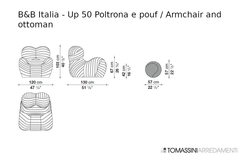 Fauteuil Up 50 en tissu bicolore (Offre Expo) B&B Italia - 8