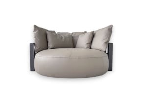 Divano circolare Scarlett in pelle grigia (Offerta Expo) Poliform - 1
