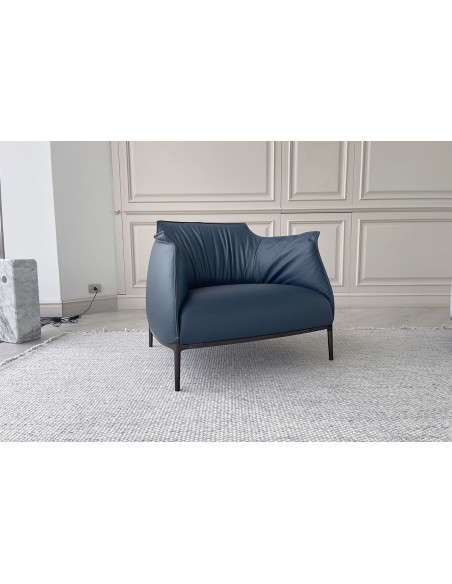 Fauteuil Archibald Large en cuir bleu (Offre Expo) Poltrona Frau - 1