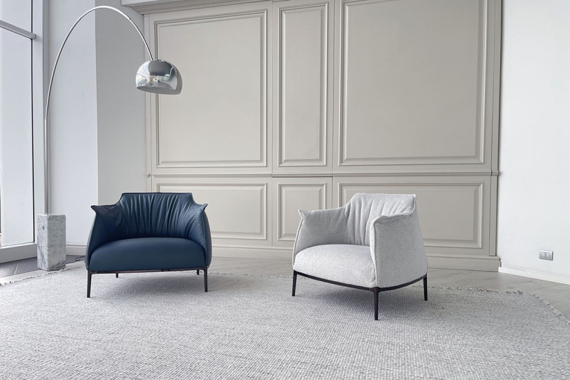 Fauteuil Archibald Large en cuir bleu (Offre Expo) Poltrona Frau - 4