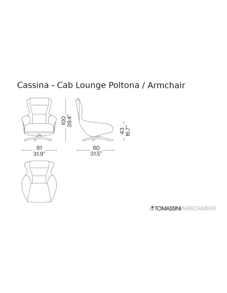 Poltrona Cab Lounge en cuir noir (Offre Expo) Cassina - 8